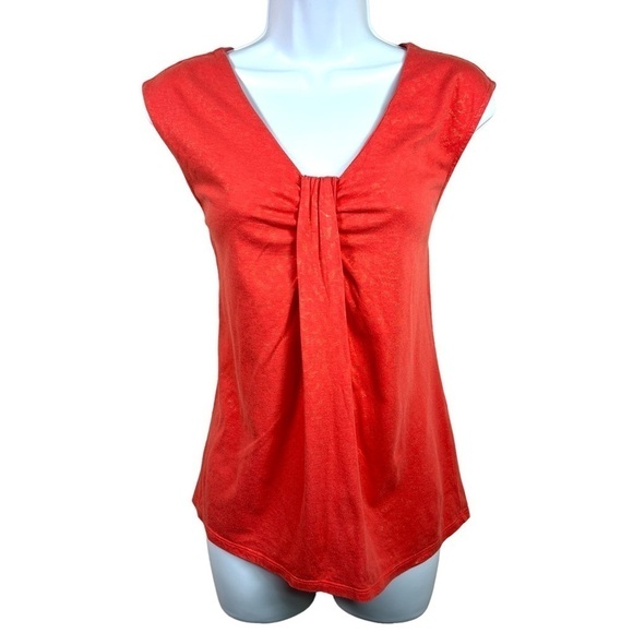 Small Dana Buchman Peach Gold Shimmer Top Sleeveless Stretch 4 6 Cap Sleeve - Picture 1 of 9